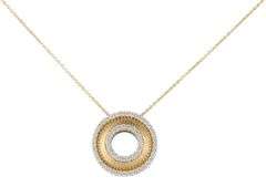 New 0.62ctw Diamond Double Circle Frame Pendant Necklace in 14K