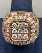 Magnificent Mens 14k Rose Diamond Ring.