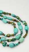 925 Sterling Silver Vintage Three Strand Turquoise Necklace