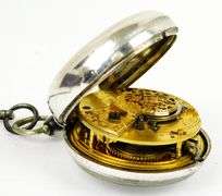 Early English Fusee Onion Pocket Watch & Key, Works