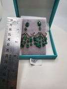 Very high quality hand made emerald and diamonds on silver earrings