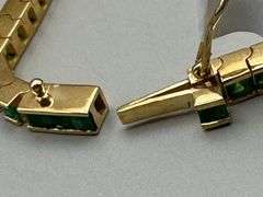 14K Yellow Gold Princess Cut Emerald Tennis Bracelet