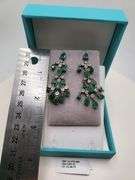 Very high quality hand made emerald and diamonds on silver earrings