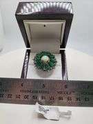 Extremely fine Victorian natural Emerald and diamonds and opal ring on silver