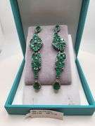 Very high quality hand made emerald and diamonds on silver earrings