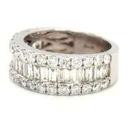 14kt White gold 2ctw baguette and round diamond band