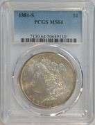 Superb PCGS MS64 graded 1881-S Morgan Silver Dollar