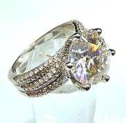 Huge 14 K White Gold Plate 5 Ct Sparkling Ice White Lab Simulated Diamond Ring