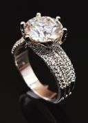 Huge 14 Kt White Gold Plate 5 Ct Sparkling White Lab Simulated Diamond Ring