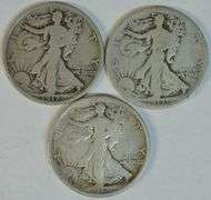 1917, 1917-D (Rev) and 1917-S (Rev) Walking Liberty Half Dollars