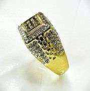Men's 14 Kt  Yellow Gold Plate 6.85 Ct Lab Simulated Diamond Ring