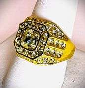 Men's Bold 14 Kt Yellow Gold Plate 4.65 Cttw Lab Simulated Diamond Ring