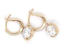 2.10ctw round brilliant cut Lab grown diamond in 0.16ctw huggie hoop