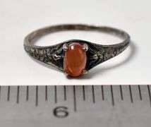 Orange Shell Gemstone Ring in Sterling Silver