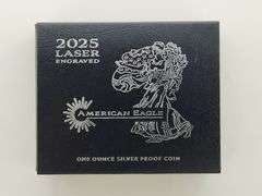 2025 W Laser Engraved Privy Silver Eagle, OGP