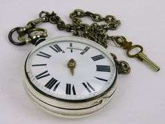 Early English Fusee Onion Pocket Watch & Key, Works