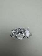 Ladies 14k White Gold Three Stone Ring With Lab Grown Diamonds