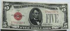 $5 1928 B Numerical Series  Very Near Unc Gold Payable Note