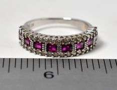 Pink Gemstone and CZ gemstone Ring in Sterling Silver