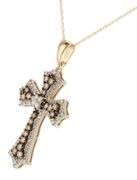 1.15ctw Chocolate and White Diamond Frame Cross Pendant Necklace in 14K