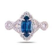 18K WHITE GOLD UNHEATED BLUE SAPPHIRE AND DIAMOND RING 2.12 C.T.W., GIA CERTIFIED