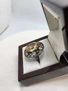 Extremely fine Victorian natural citrine, multi sapphire, diamonds ring on silver