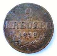 Rare 1848 2 Kreuzer Coin