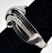 Blue and White Diamond Ring in Sterling Silver