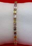 14K Yellow Gold Multi-Colored Sapphires Tennis Bracelet