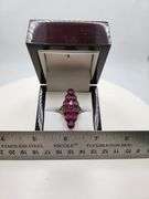 Extremely fine Victorian natural ruby in center, diamonds ring on silver