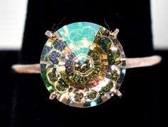 Green Glass Gemstone Ring in Sterling Silver