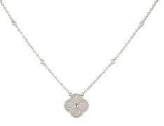 New 0.38ctw Pave Diamond Clover Diamond by the Yard Pendant Necklace in 14K