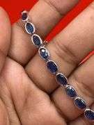14K White Gold Oval Sapphires Tennis Bracelet