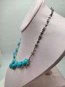 Elegant 61ctw Turquoise & Diamond Necklace Set in Silver – Includes Matching Earrings