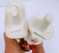 2 Vintage German Porcelain Christmas Cake Toppers