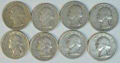 4 Nice XF and 4 nice AU 1932-P Washington Quarters (8 pieces)