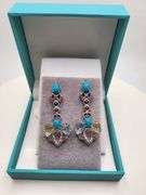 Extremely fine Victorian turquoise and diamonds with sapphire earrings