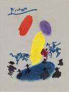 Rare Pablo Picasso Woodcut on Silk from Chant Funèbre pour Ignacio Sánchez Mejías, 1976