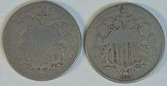 1867 & 1867 with Rays Shield Nickels