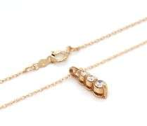 14kt Yellow gold 0.15ctw diamond graduated 3 stone pendant on chain