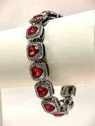 Dazzling 37 Grams 14 K White Gold Plated Simulated Ruby and Diamond Tennis Bracelet