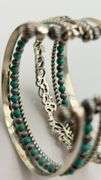 925 Sterling Silver Carolyn Pollack Stack Turquoise Cuff Bracelet