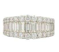 2.84ctw Round and Baguette Diamond Triple Row Ring in 14K