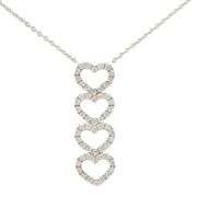 0.50ctw Diamond Open Four Heart Vertical Pendant Necklace in 18K