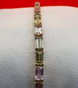 14K Yellow Gold Multi-Colored Sapphires Tennis Bracelet