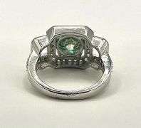 14 K White Gold Plate 3.65 Ct Paraiba Green Fire Moissanite Ring