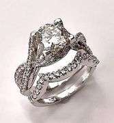 14 Kt White Gold Plate 2.75 Ct Lab Simulated Diamond 2 Band Engagement Ring Set