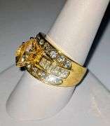 14KT Gold Plated Marquis Cut Lab Simulated Diamond Ring