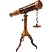 Brass Twin-Barrel Spyglass Telescope with Stand