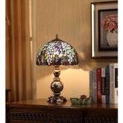 Wisteria Flowers and Butterflies Stained Glass Lamp